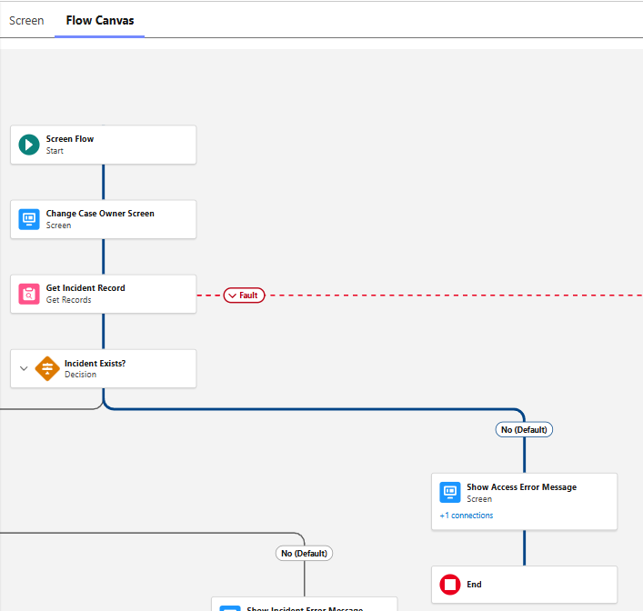 Execution path visualized on the canvas while debugging a screen flow